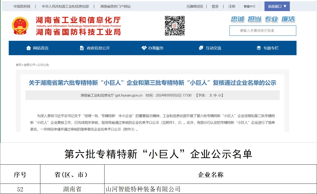国家级名单公布!55世纪智能特种装备有限公司获批第六批专精特新“小巨人”企业!